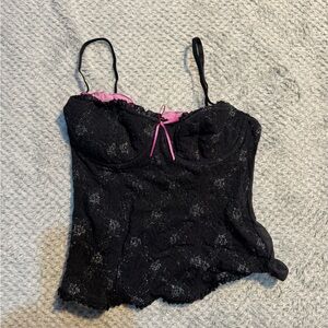 Victoria's Secret Black and Pink Lace Bra